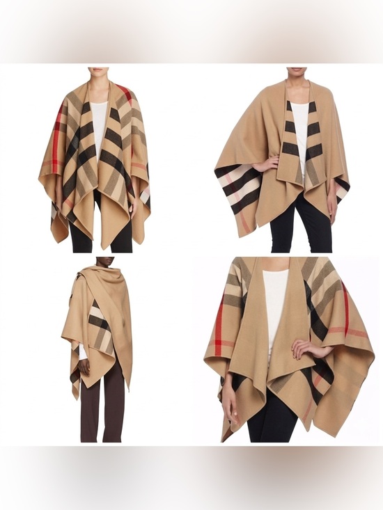 Burberry Accessories - Sold❌Burberry REVERSABLE Camel and Black Check Cape New